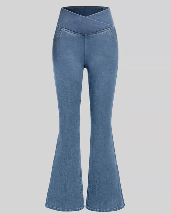 High Stretch Fashion Pocket Flare Pants