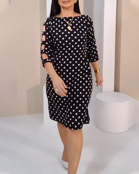 Round Neck Polka Dot Dress