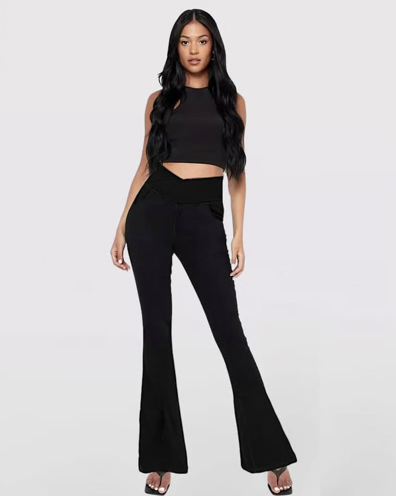High Stretch Fashion Pocket Flare Pants