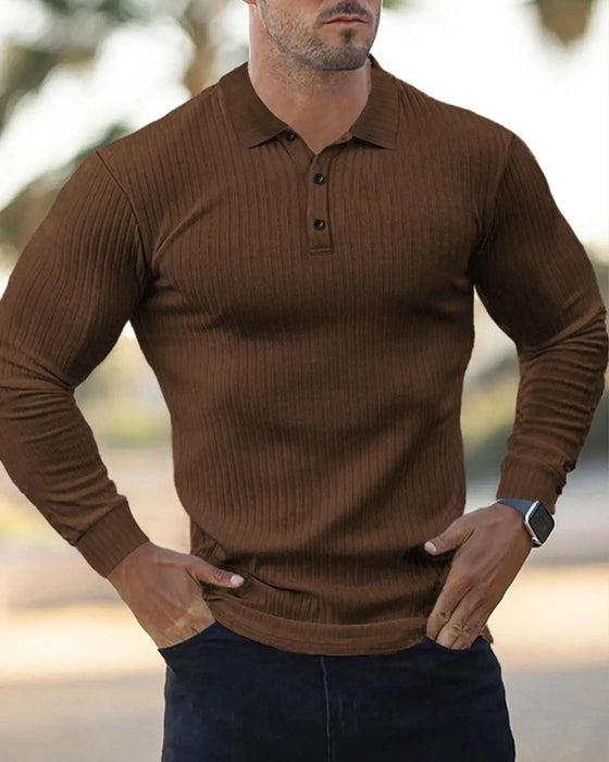 Collared Button Vertical Stripe Shirt
