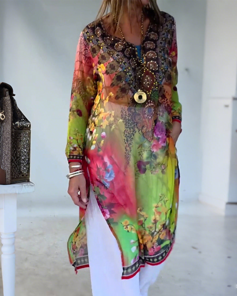 Bohemian Style V-Neck Dress