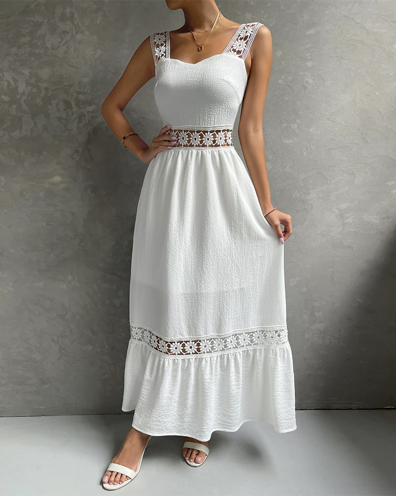 Lace Trim Hollow Out Cami Dress