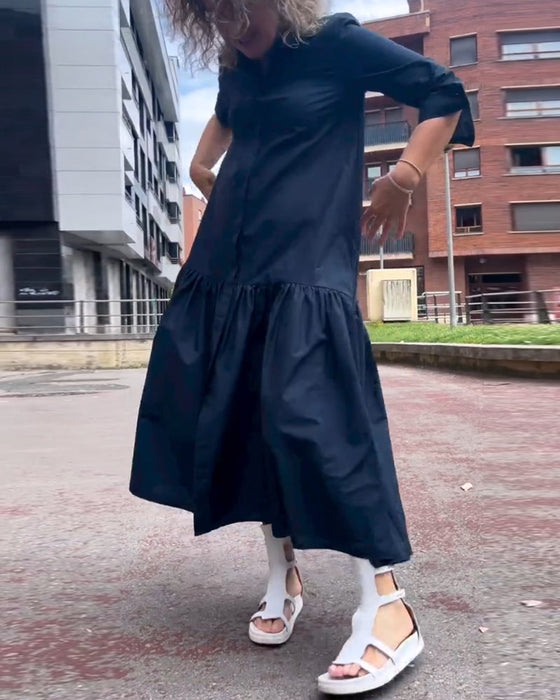 Solid color casual long sleeve dress