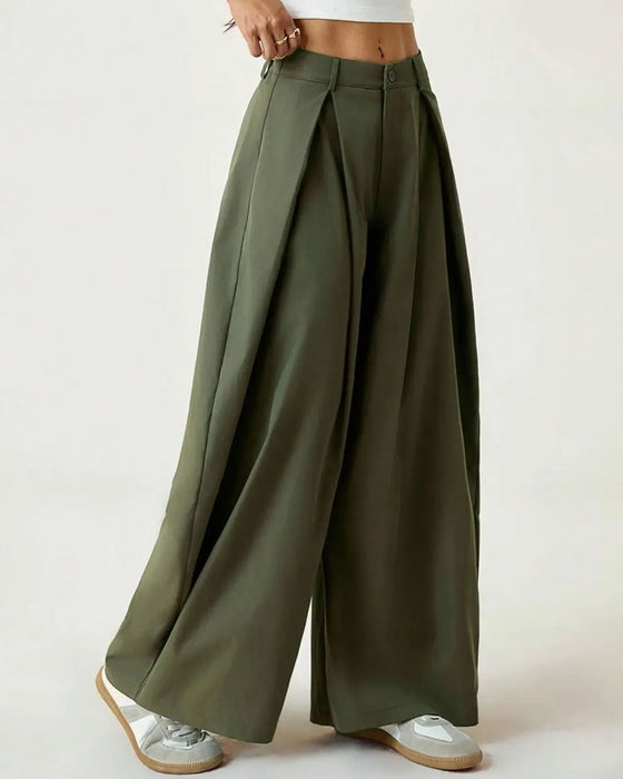 High-Waisted Pleated Wide-Leg Trousers