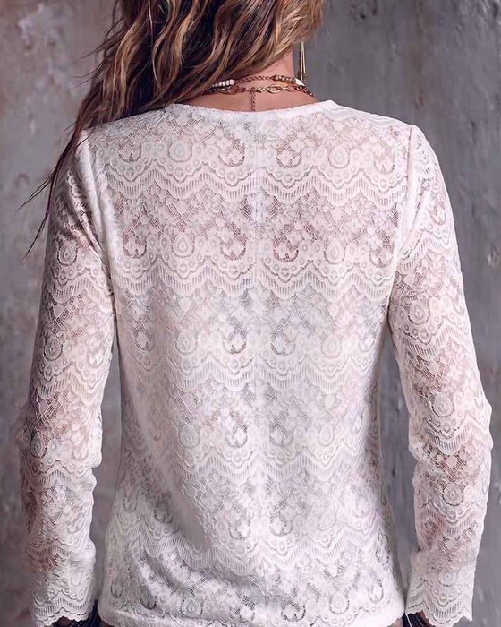 V-Neck Long Sleeve Casual Blouse
