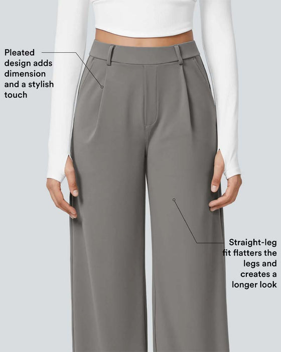 Solid Color Drape Suit Straight Pants