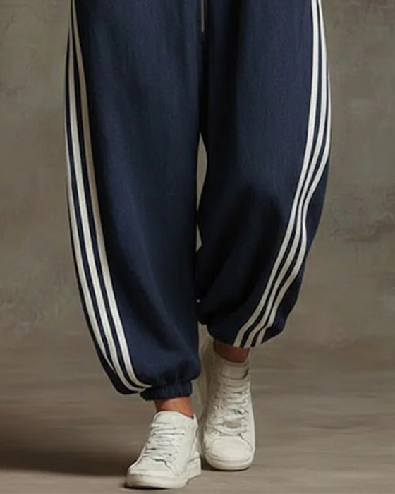 Striped Sporty Zip Jumpsuit
