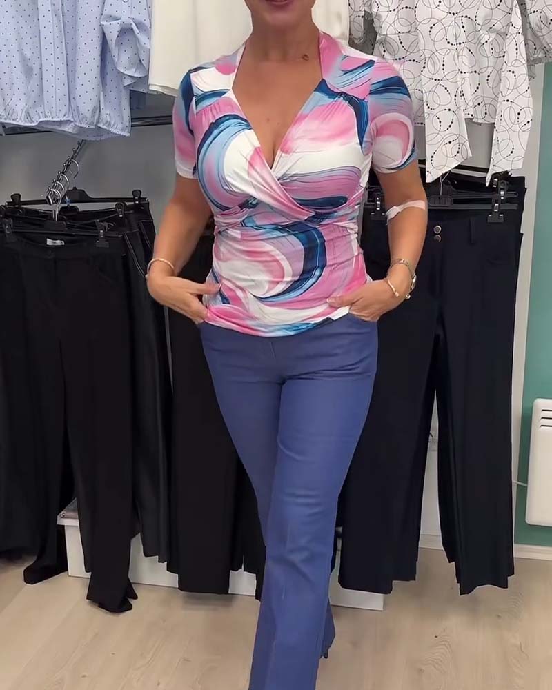 Cross Deep V Printed T-Shirt