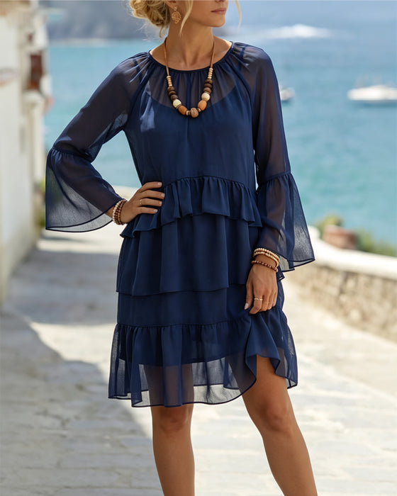 Layered Sheer Ruffled Dresses