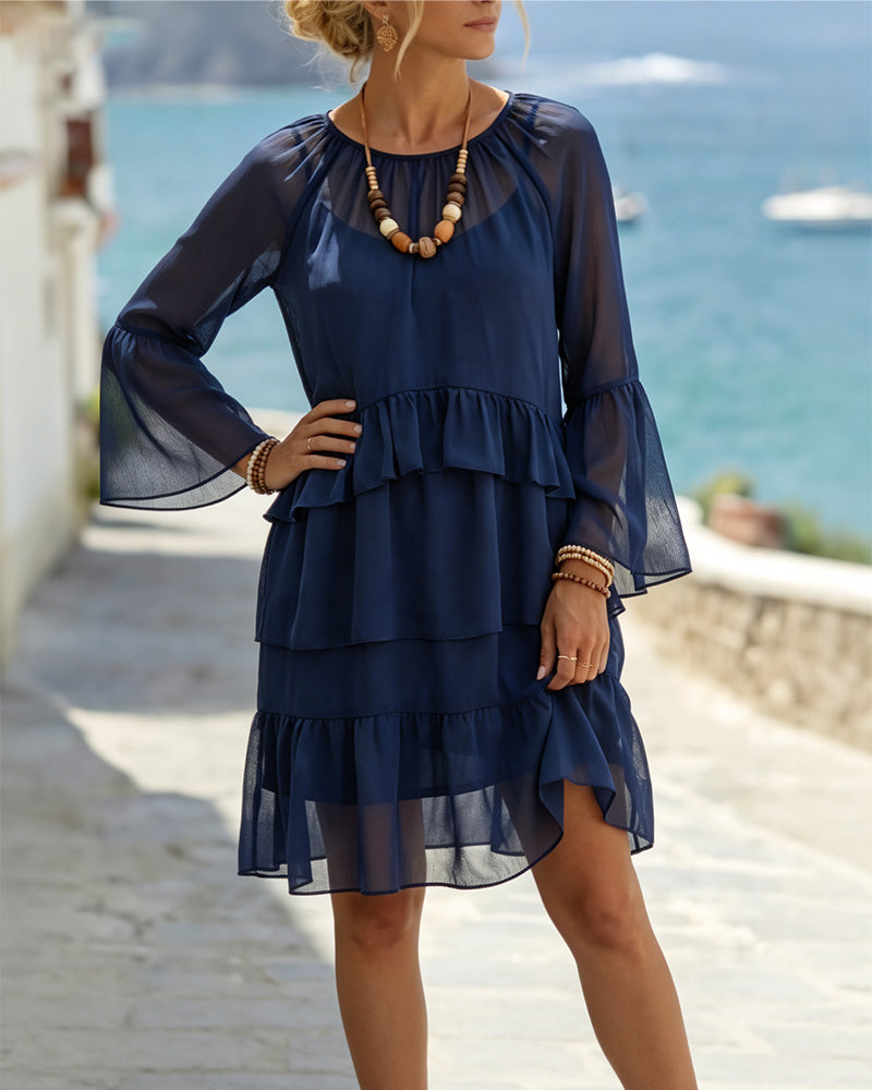 Layered Sheer Ruffled Dresses