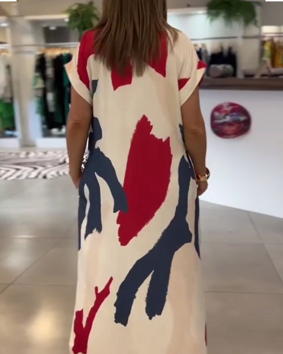 Short-Sleeved Printed Dress