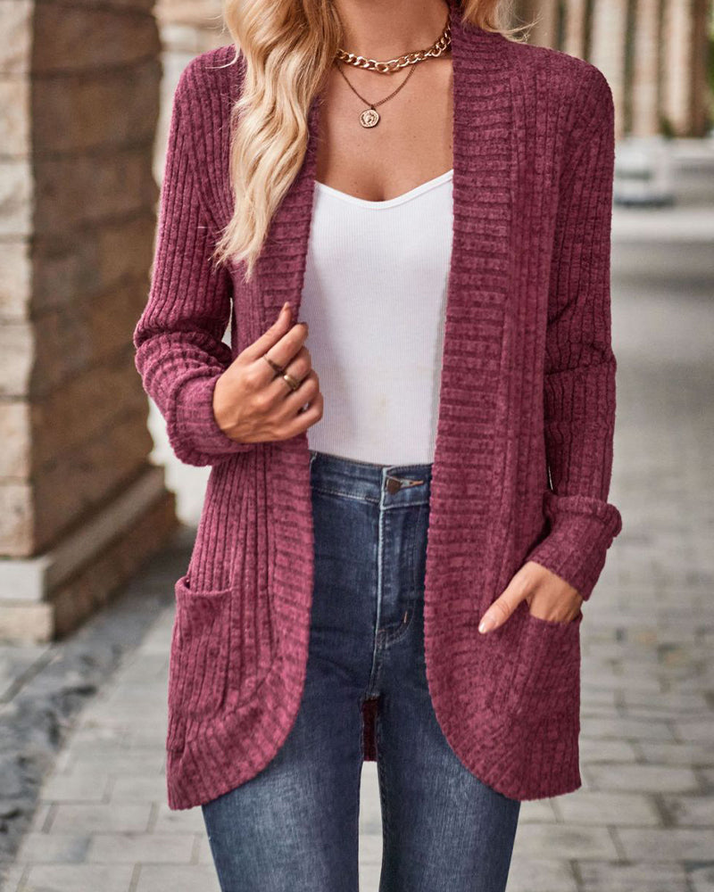 Brushed Casual Long-Sleeve Coat