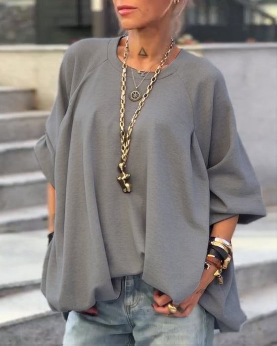 Solid Color Loose Irregular Top