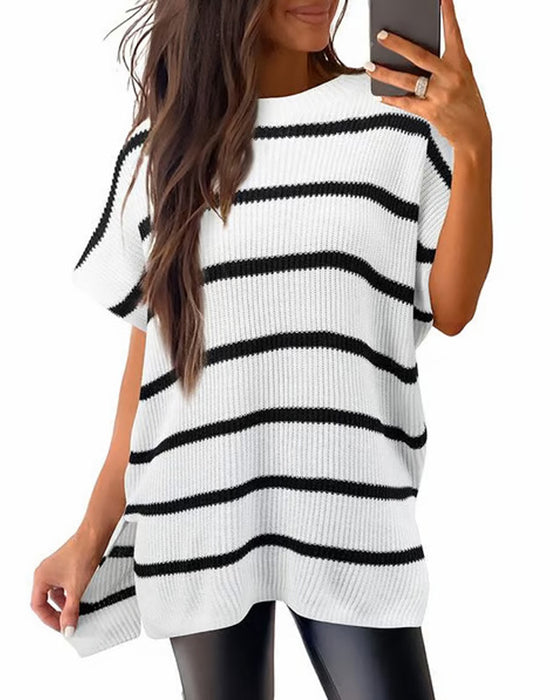 Solid Crewneck Batwing Sleeve Pullover