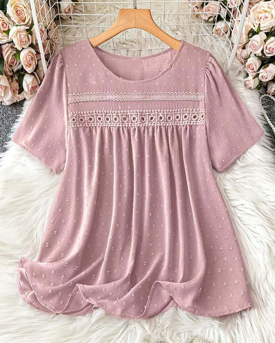 Crew Neck Fashion Casual Blouse