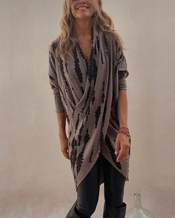 Ink dyed printed cross top