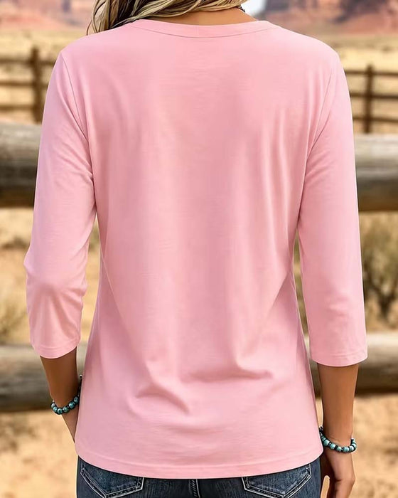 Crew Neck Patchwork Asymmetric Hem Top