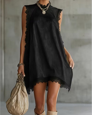 Lace Trim Sleeveless Dress