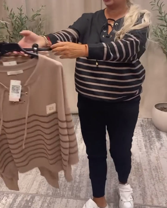 Casual Striped Ankle Sports Two-Piece Sets