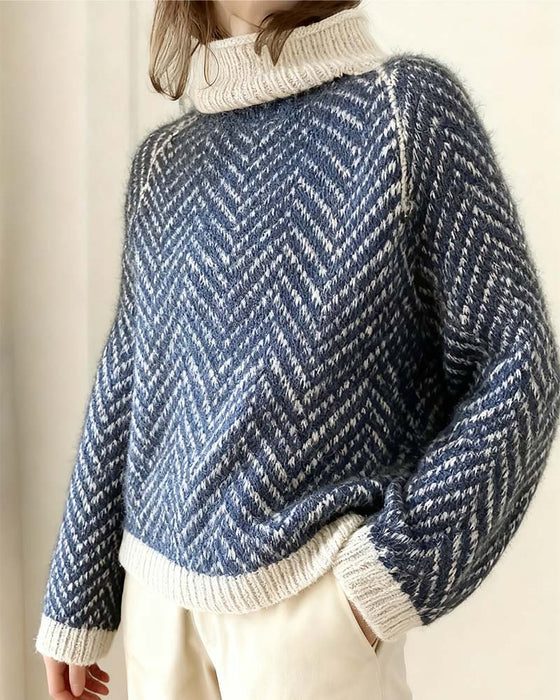 Striped Turtleneck Slouchy Jumper