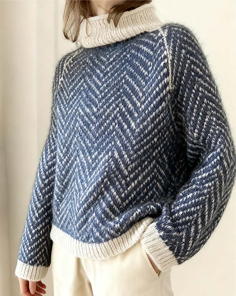 Striped Turtleneck Slouchy Jumper
