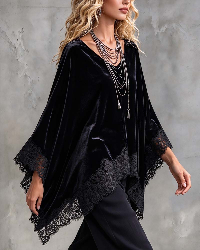 Bell Sleeve Lace Cape Top