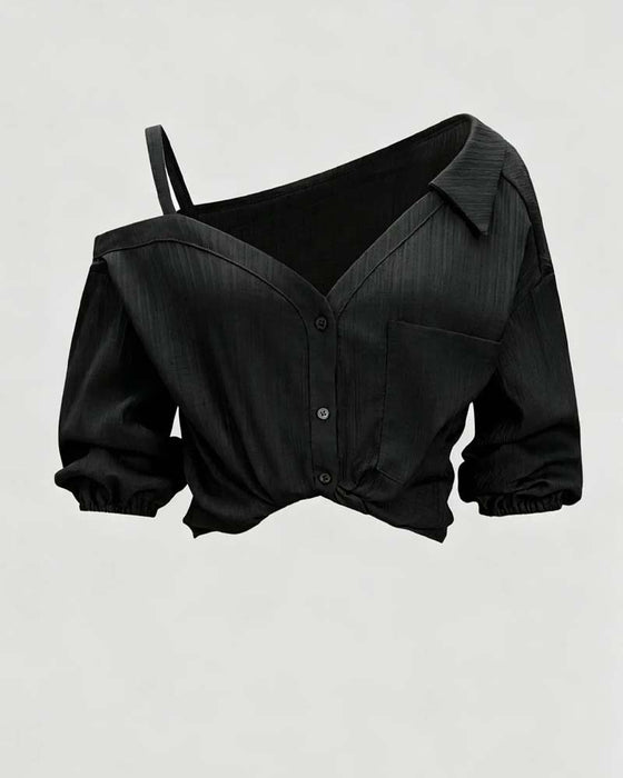 One-Shoulder Strap Twist Blouse