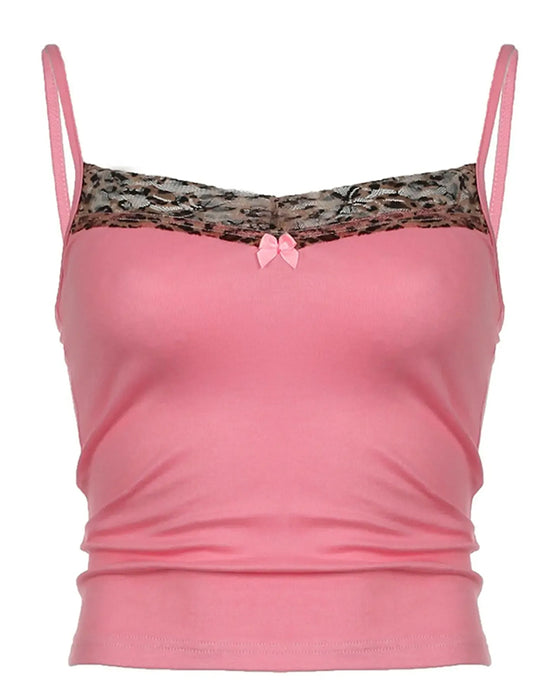 Spicy Girl Leopard Print Patchwork Cami Top