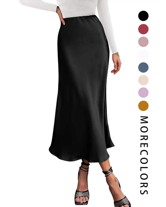 A-Line Solid Color Long Skirt
