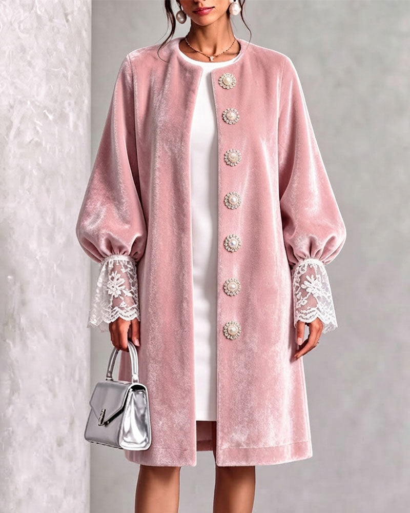 Patchwork Sleeve Button Trendy Coat