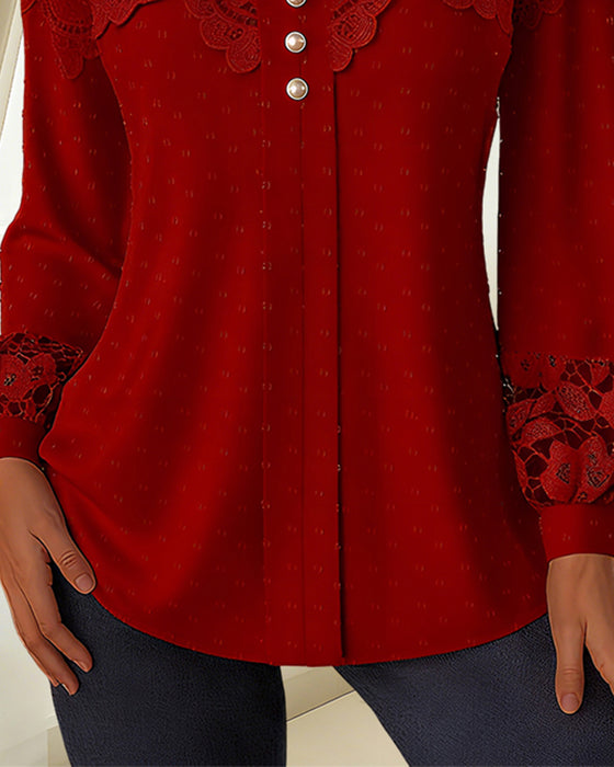 V-Neck Spliced Loose Blouse