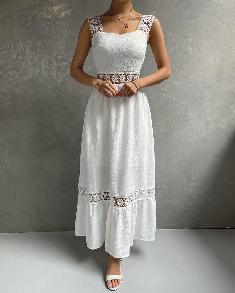 Lace Trim Hollow Out Cami Dress