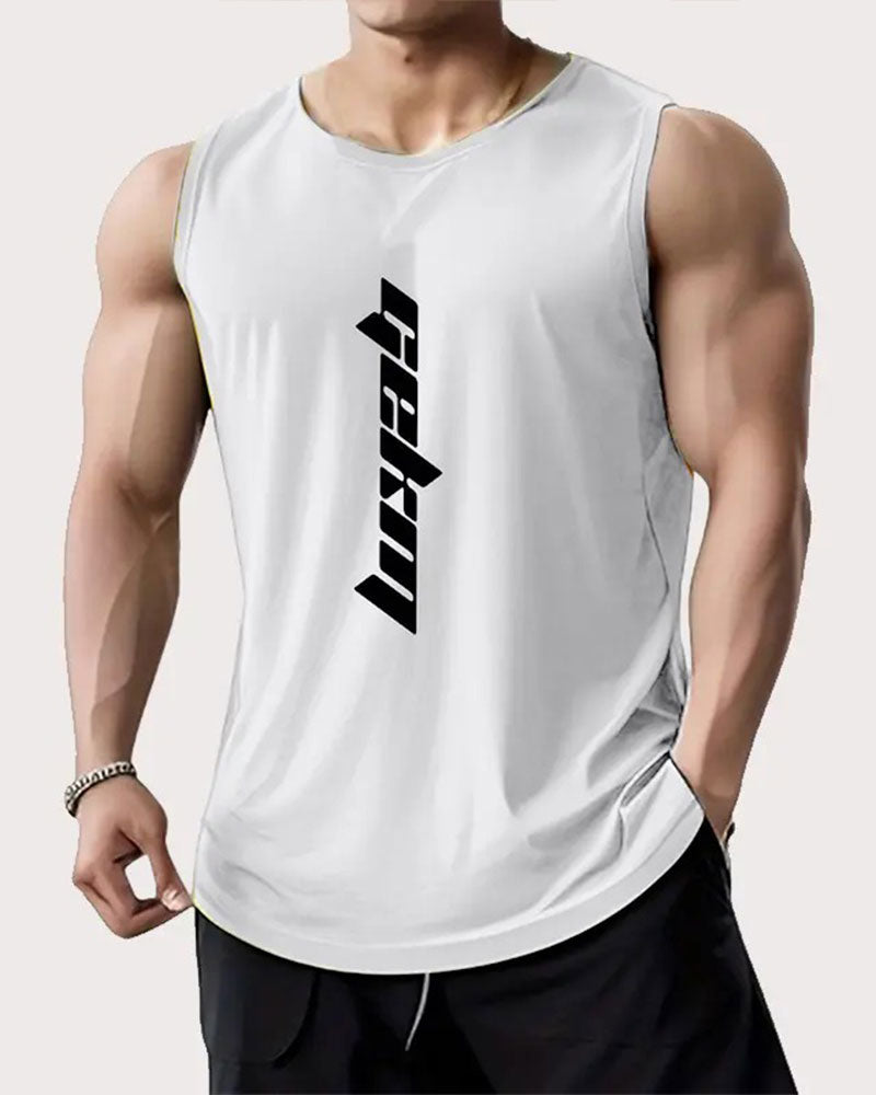 Casual Letter-Print Sleeveless Tank Top