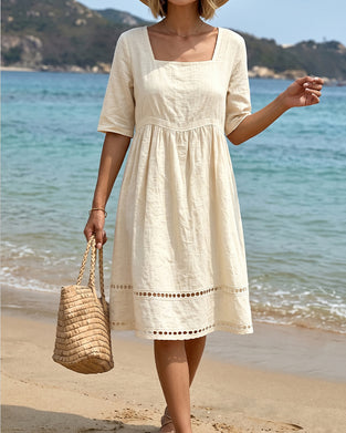 Square Neck Solid Color Pullover