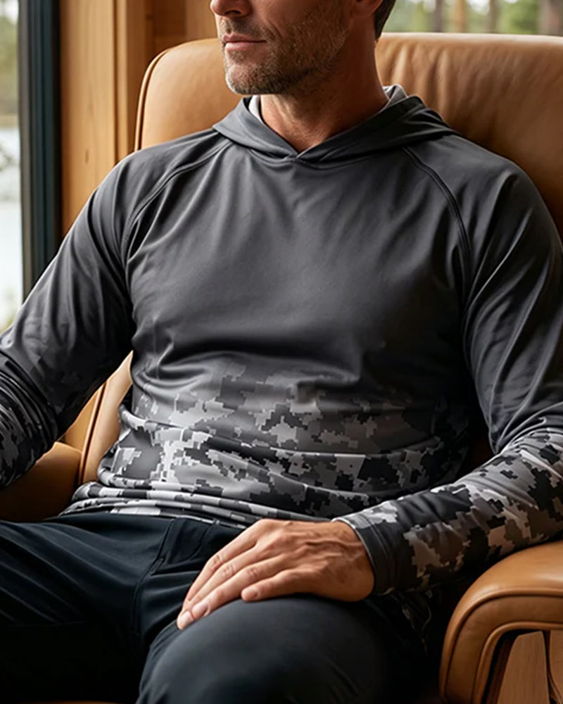 Men's Hooded Camo Gradient Top