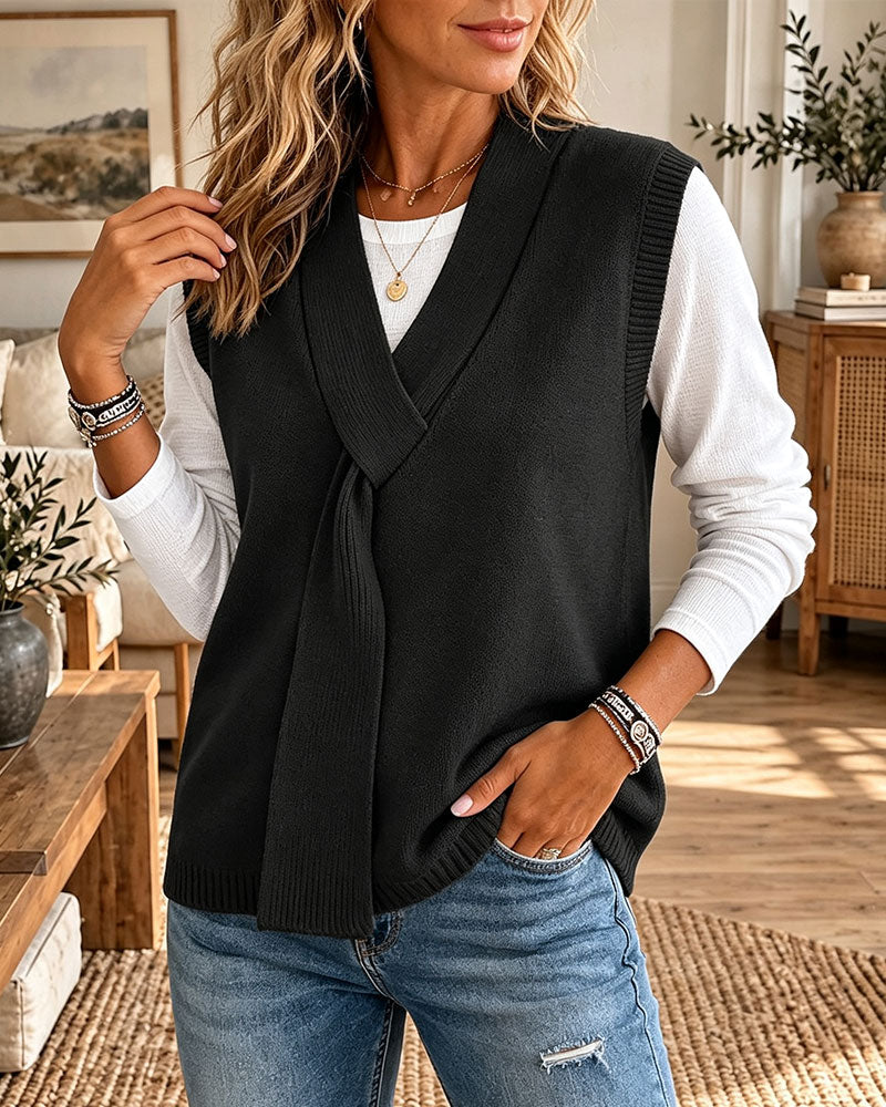 Sleeveless V-Neck Sweater Vest