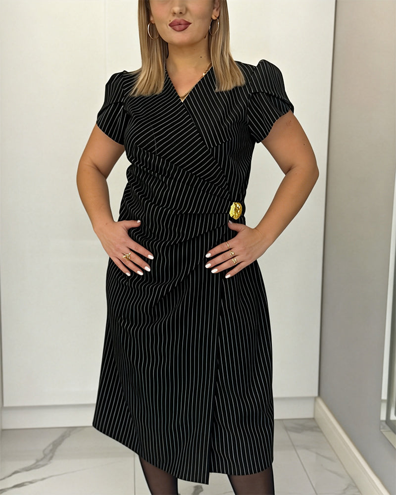 Elegant Striped Waist Dress