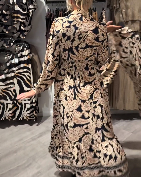 Lapel Print Fashion Dress