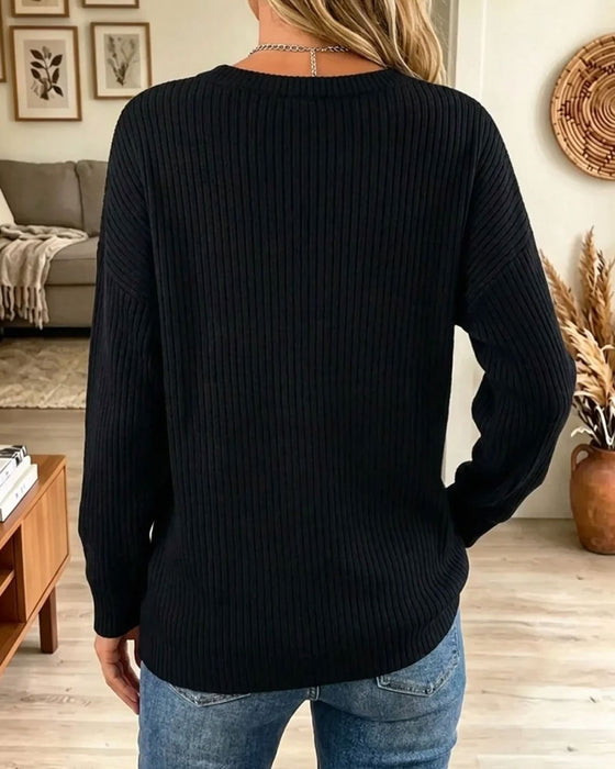 Horizontal Stripe Casual Long Sleeve Top