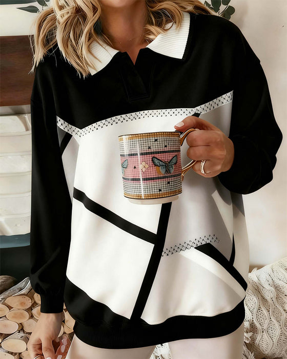 Casual Printed Long-Sleeve Sweatshirt
