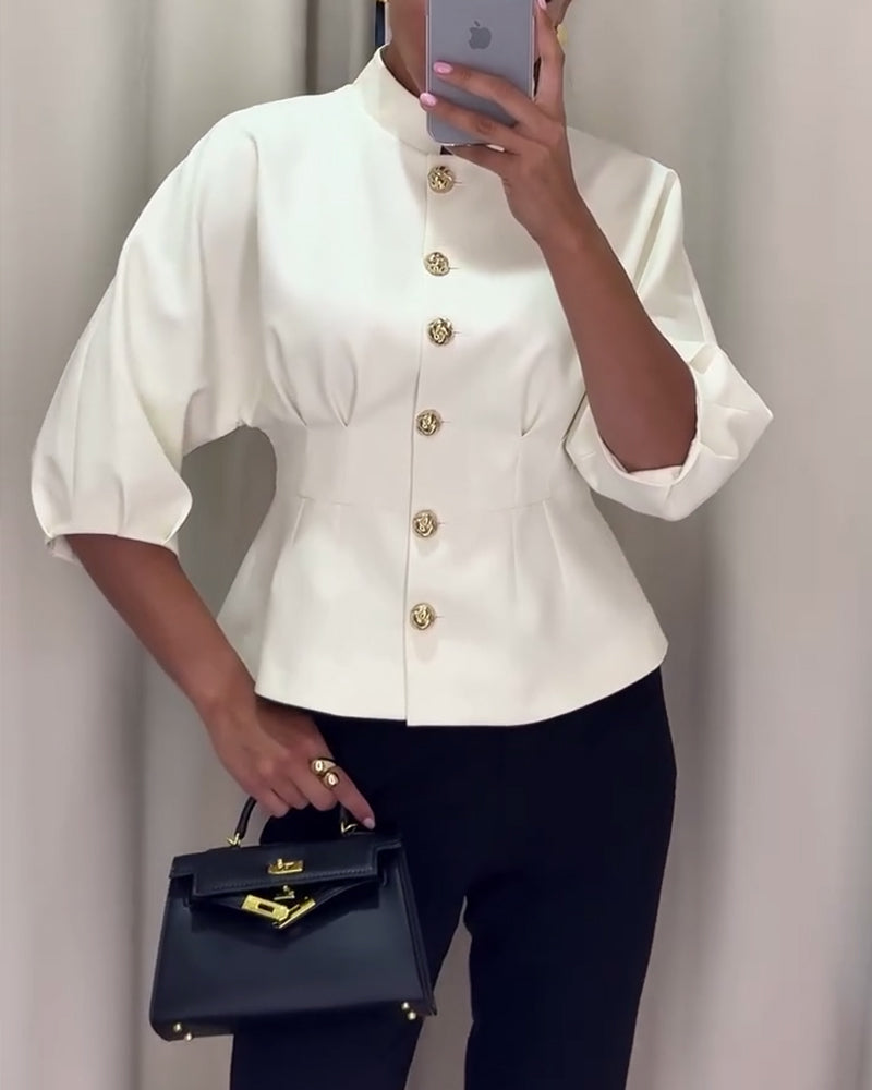 Solid color single-breasted elegant coat