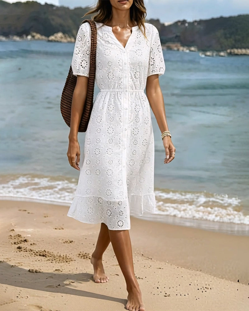 Cut-Out V-Neck Shirt Dresses