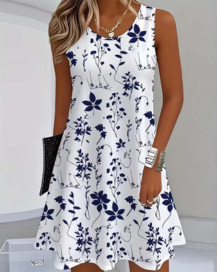 Sleeveless Print A-Line Dress