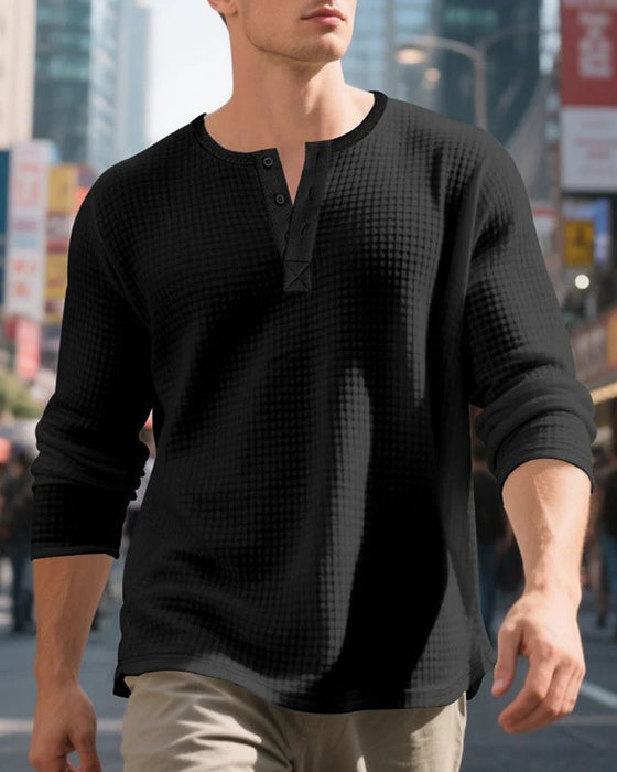 Men's Solid Color Long Sleeve Top