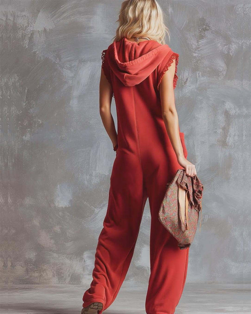 Hooded Sleeveless Jumpsuit