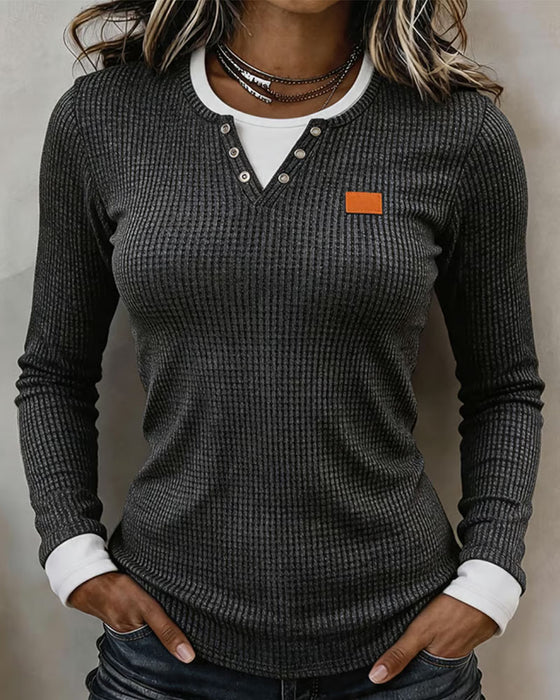 Faux Two-Piece Long Sleeve Top