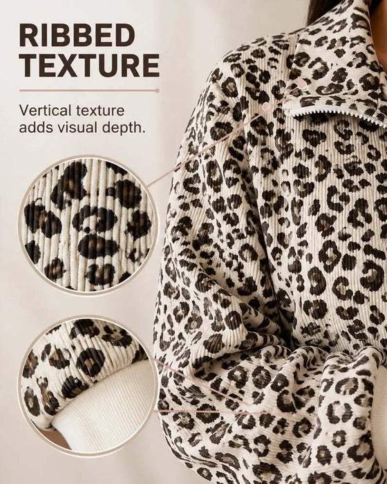 Zip Leopard Casual Sweatshirts