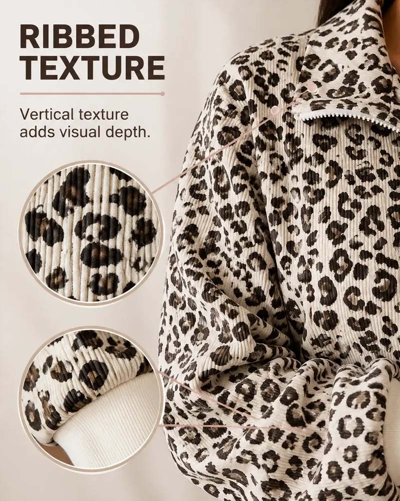 Zip Leopard Casual Sweatshirts