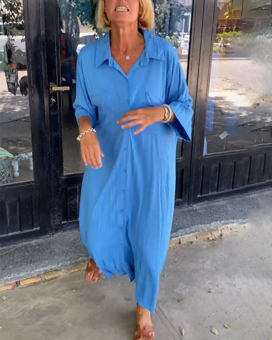 Loose slit lapel dress