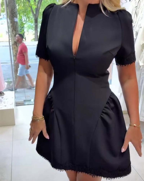 V-Neck Short-Sleeved Dress